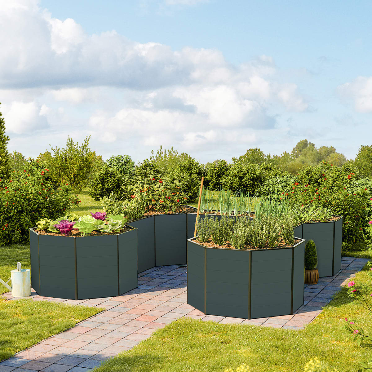 3,32x3,32x0,77 mm Moestuinbak antraciet Aluminium Moestuinbak, Koude bak, Verhoogd bed