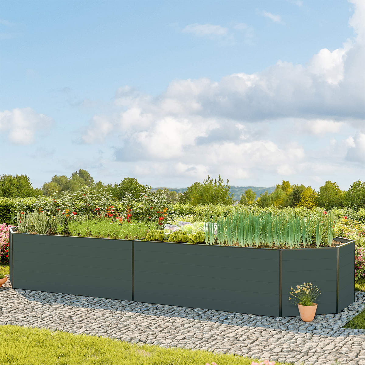 1,19x2,99x0,77 mm Moestuinbak antraciet Aluminium Moestuinbak, Koude bak, Verhoogd bed