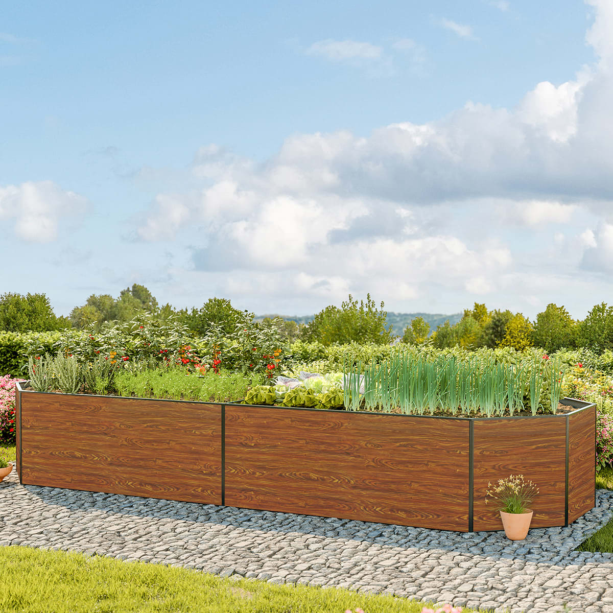 1,19x3,61x0,77 mm Moestuinbak laklaag met houtoptiek Aluminium Moestuinbak, Koude bak, Verhoogd bed