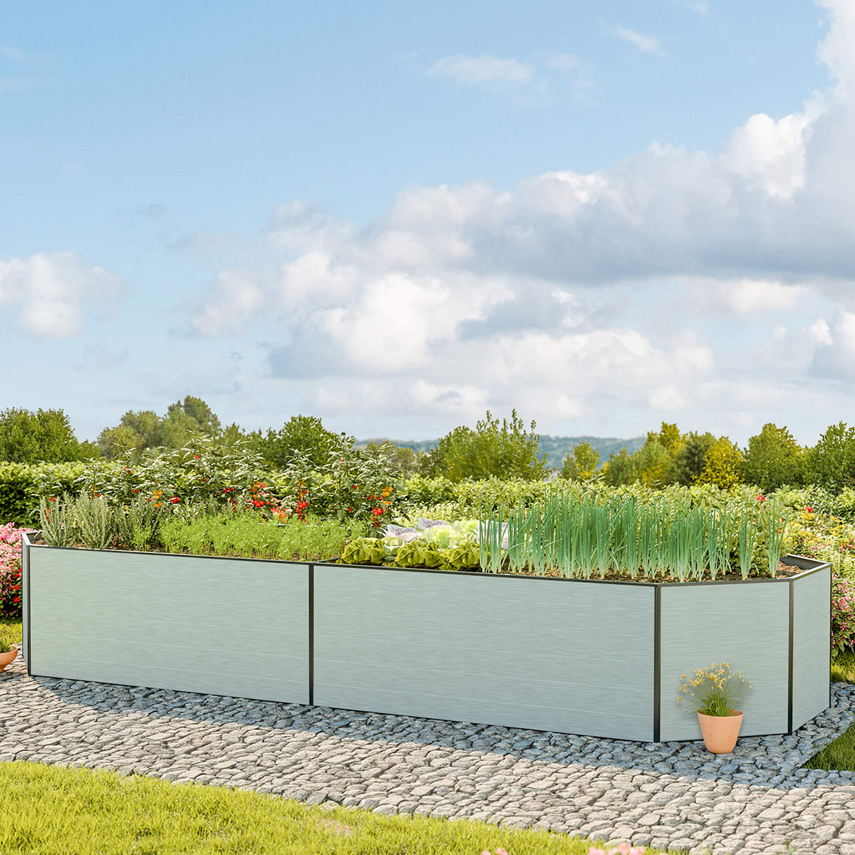 1,19x4,51x0,77 m Carré potager aluminium naturel Aluminium Châssis de jardin