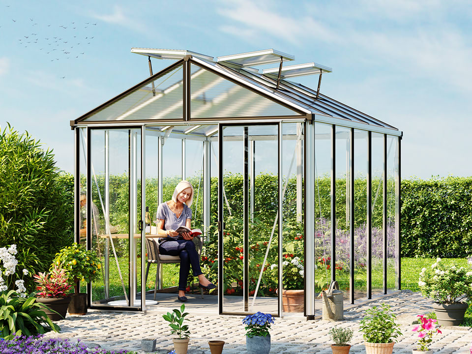 2.63x3.25x2.57 m Greenhouse aluminium polycarbonate glasshouse
