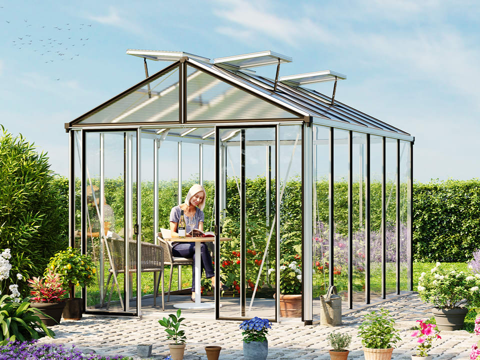 2.63x3.88x2.57 m Greenhouse aluminium polycarbonate glasshouse