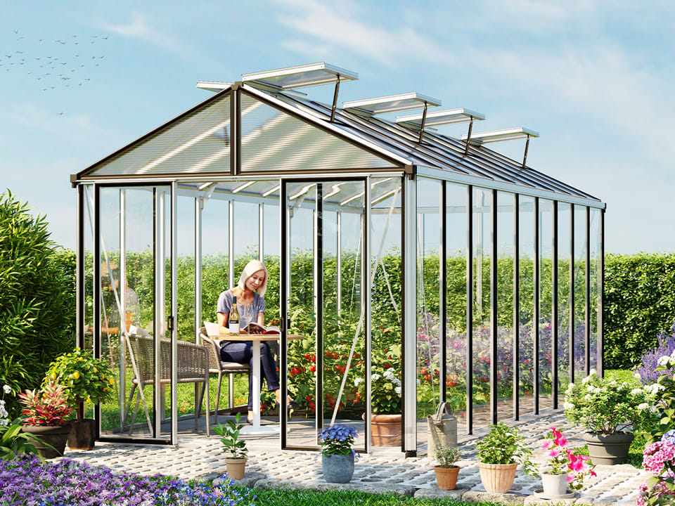 2.63x5.75x2.57 m Greenhouse aluminium polycarbonate glasshouse