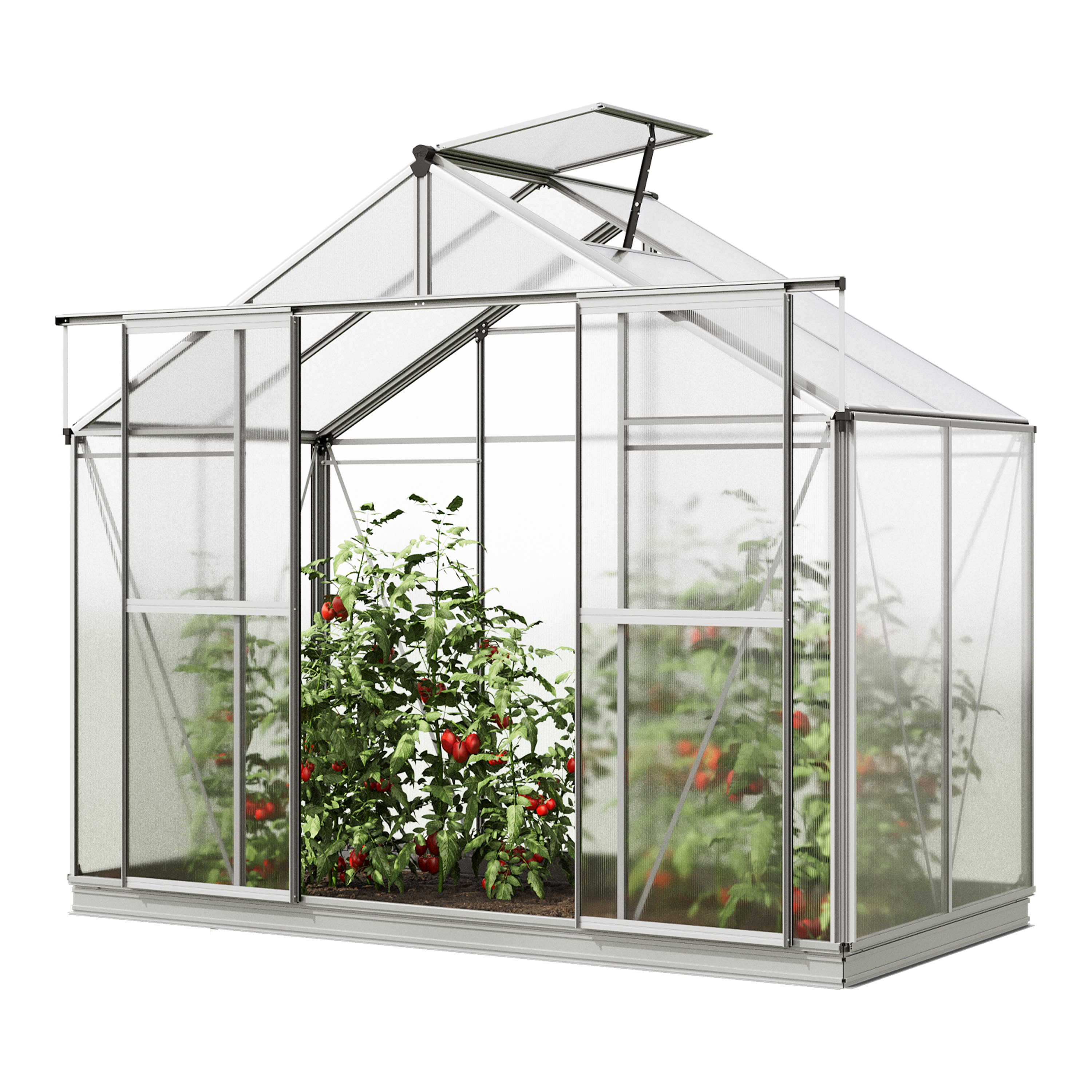 2.56x1.31x1.92 m Greenhouse aluminium Polycarbonate glasshouse