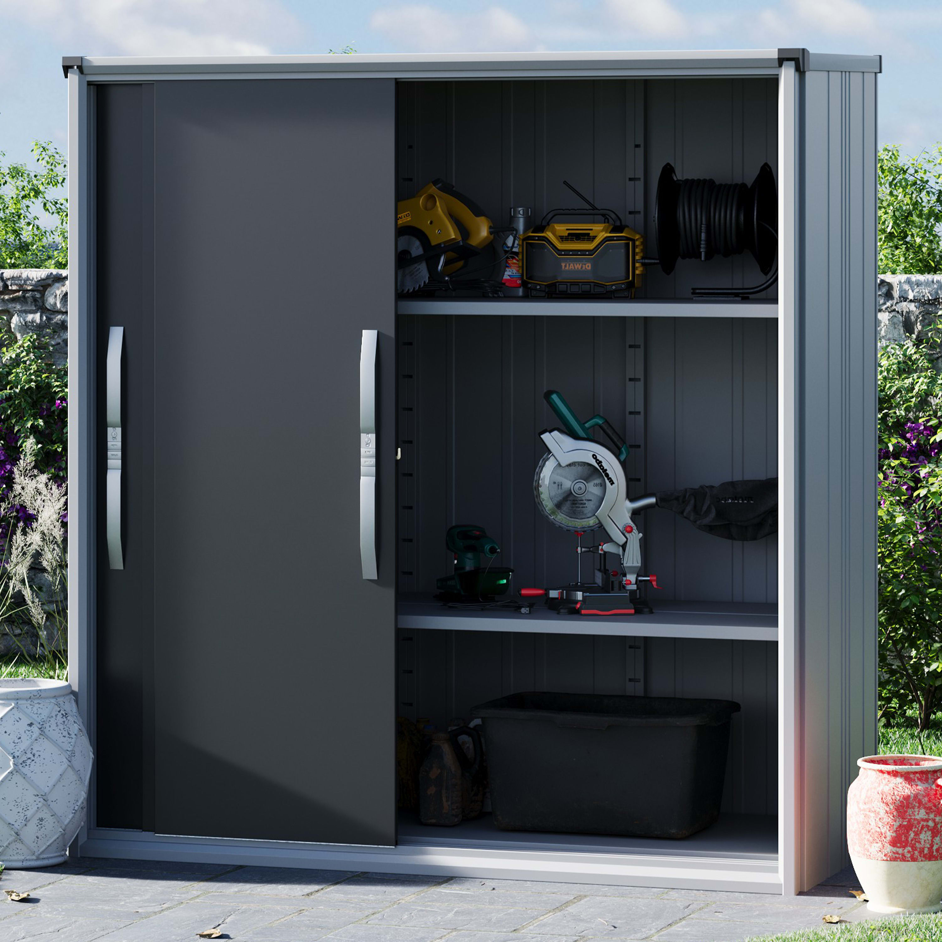1.8x0.75x1.913 m Garden Shed anthracite grey Steel outdoor shed