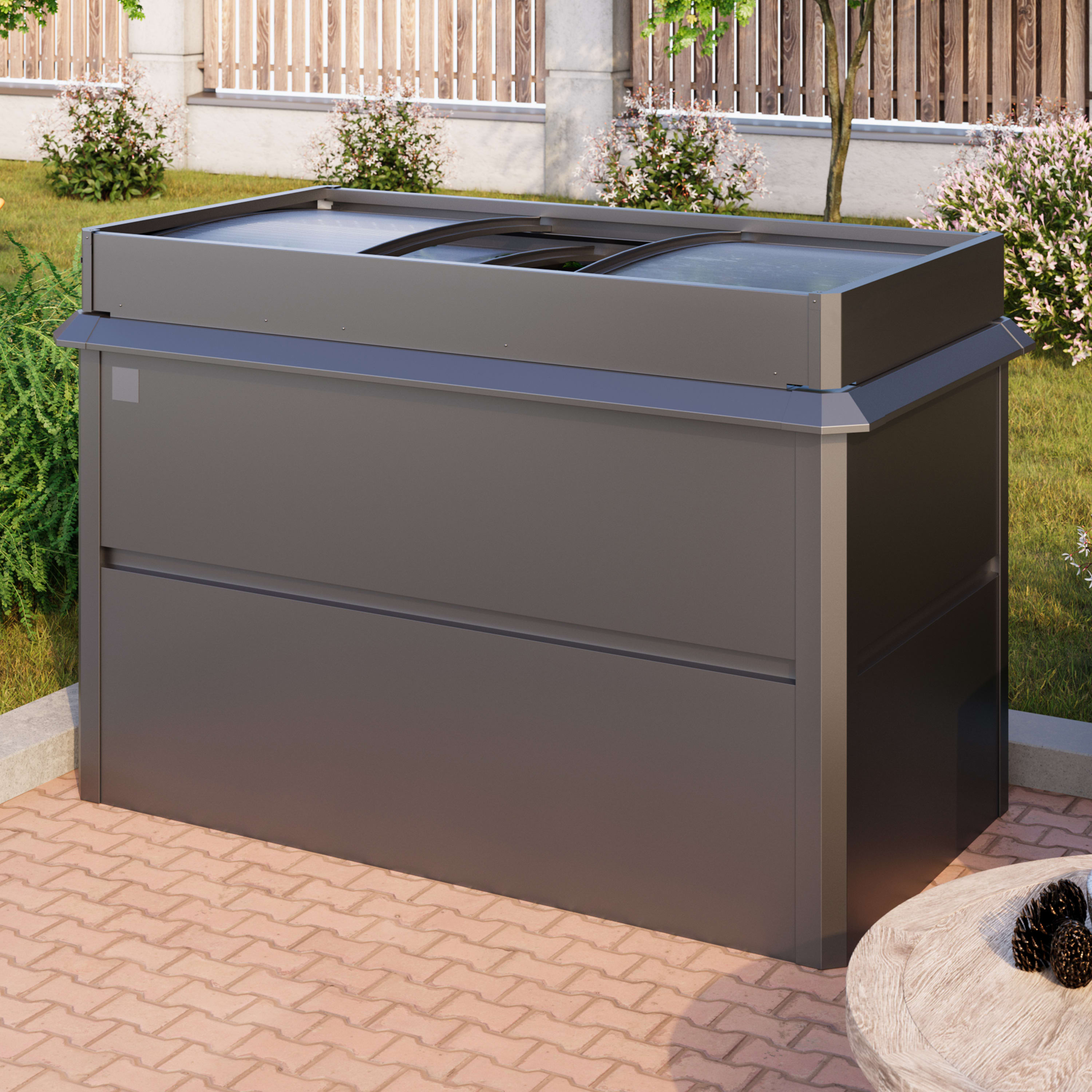 0,85x1,5x0,77 m Hochbeet Anthrazit-Metallic Stahl Frühbeet