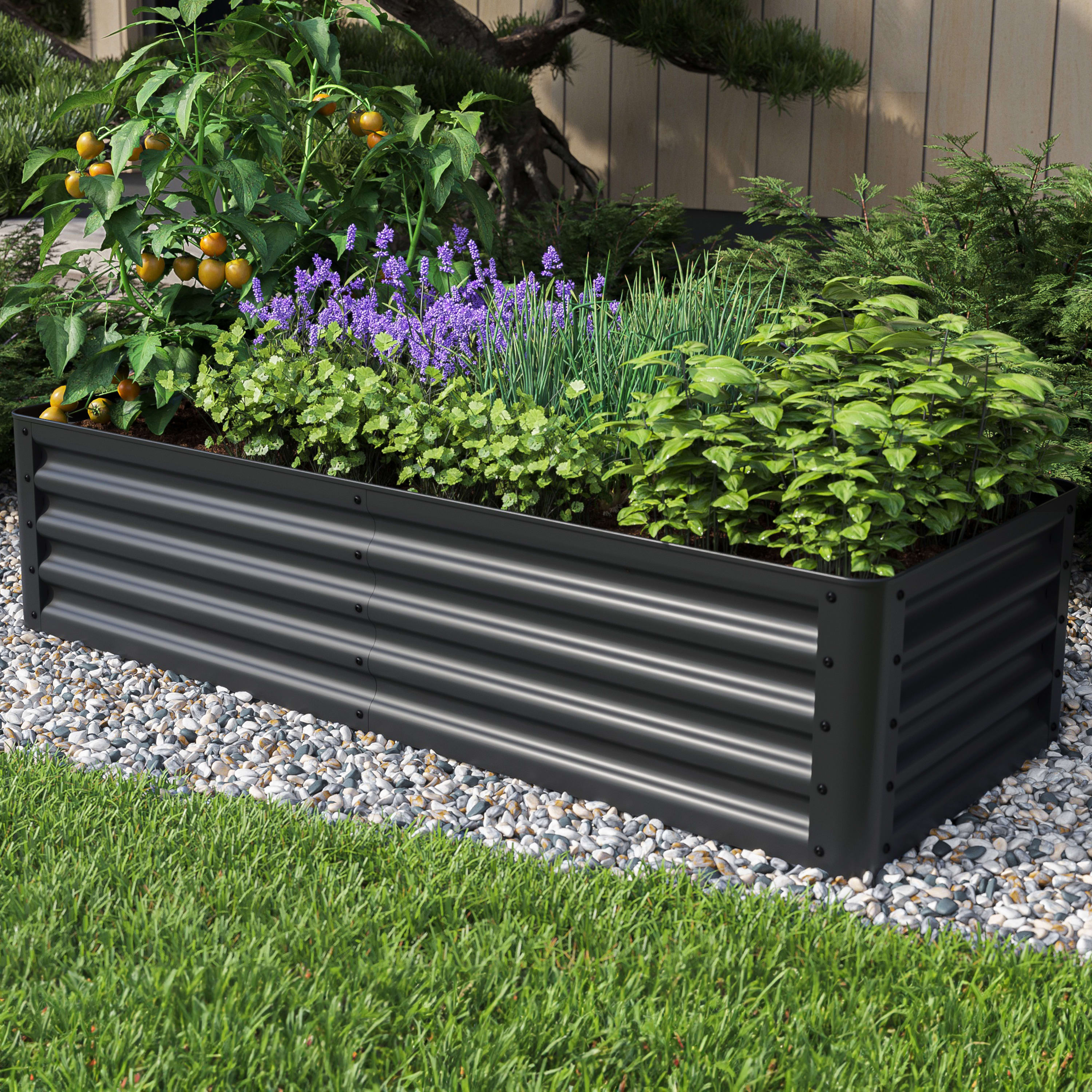 0,6x1,5x0,35 mm Moestuinbak antraciet Staal Moestuinbak, Koude bak, Verhoogd bed