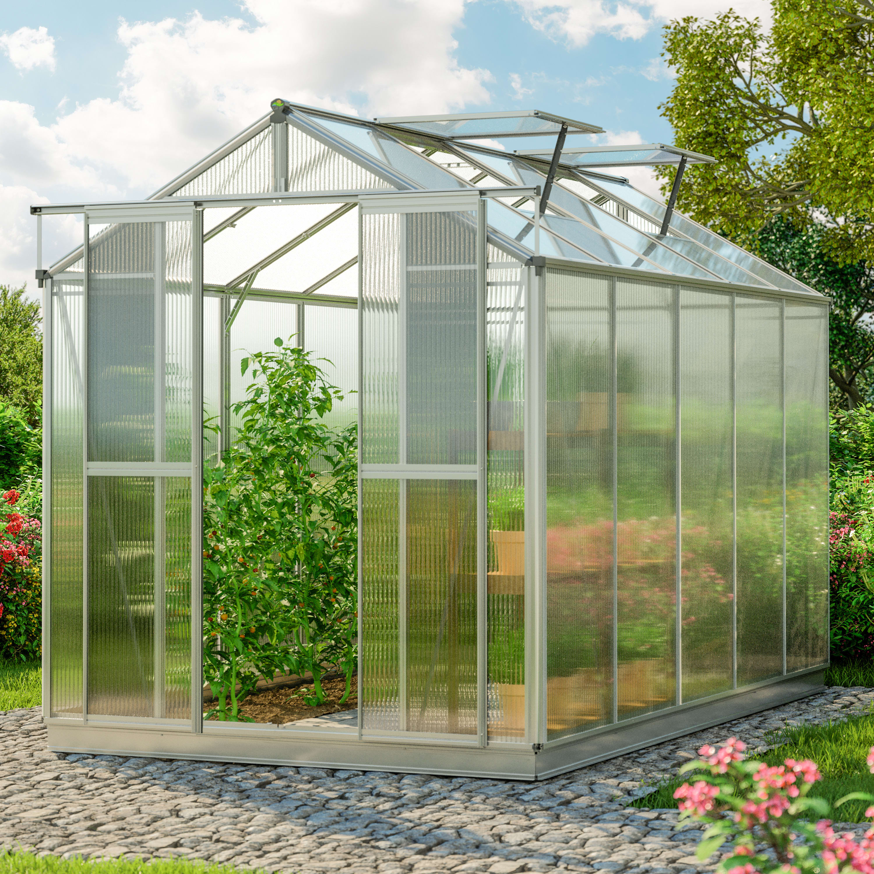 1,79x3,22x2,07 mm Tuinkas aluminium natuur Polycarbonaat Tuinkas, Kweekkas, Broeikas, Serre
