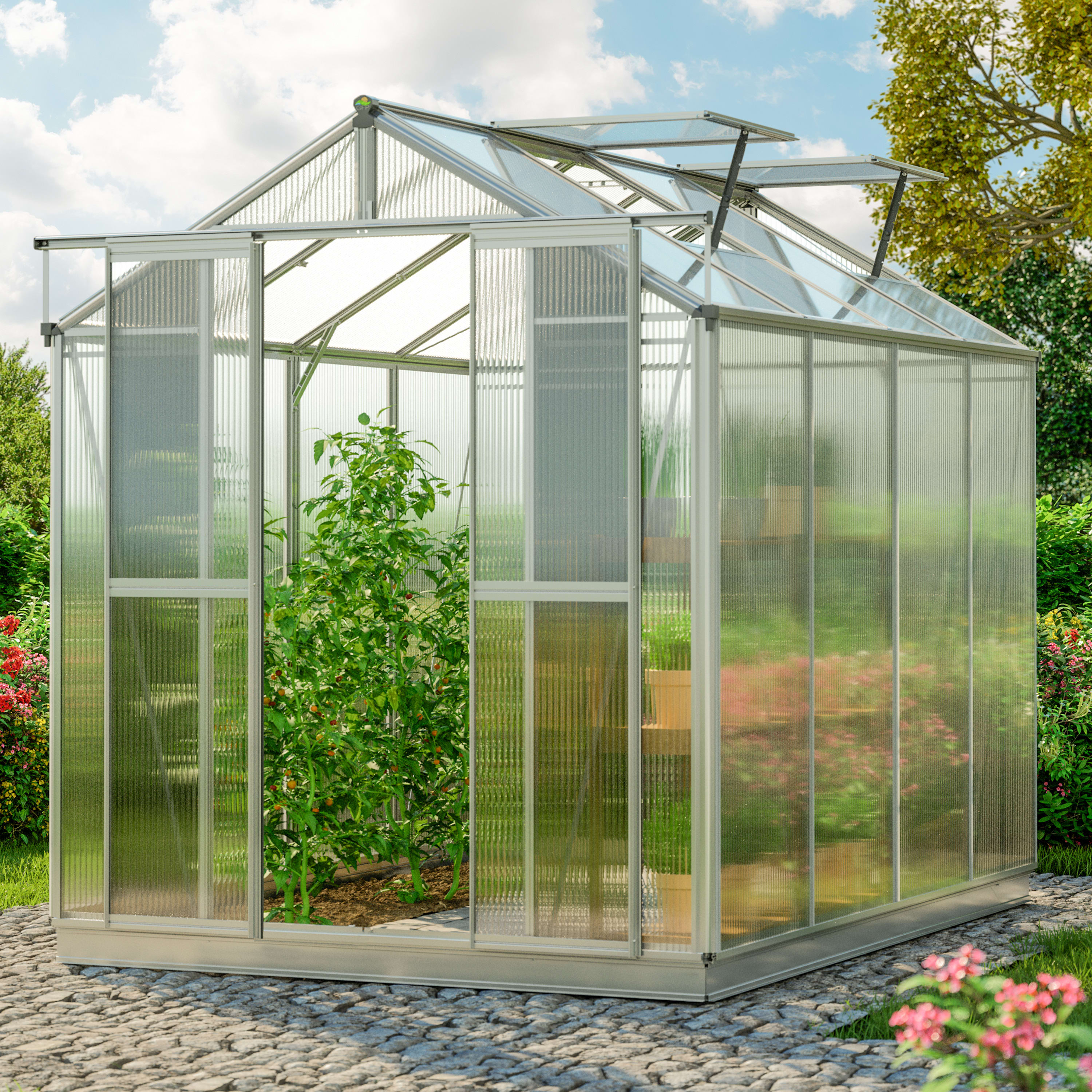 1,79x2,59x2,07 mm Tuinkas aluminium natuur Polycarbonaat Tuinkas, Kweekkas, Broeikas, Serre