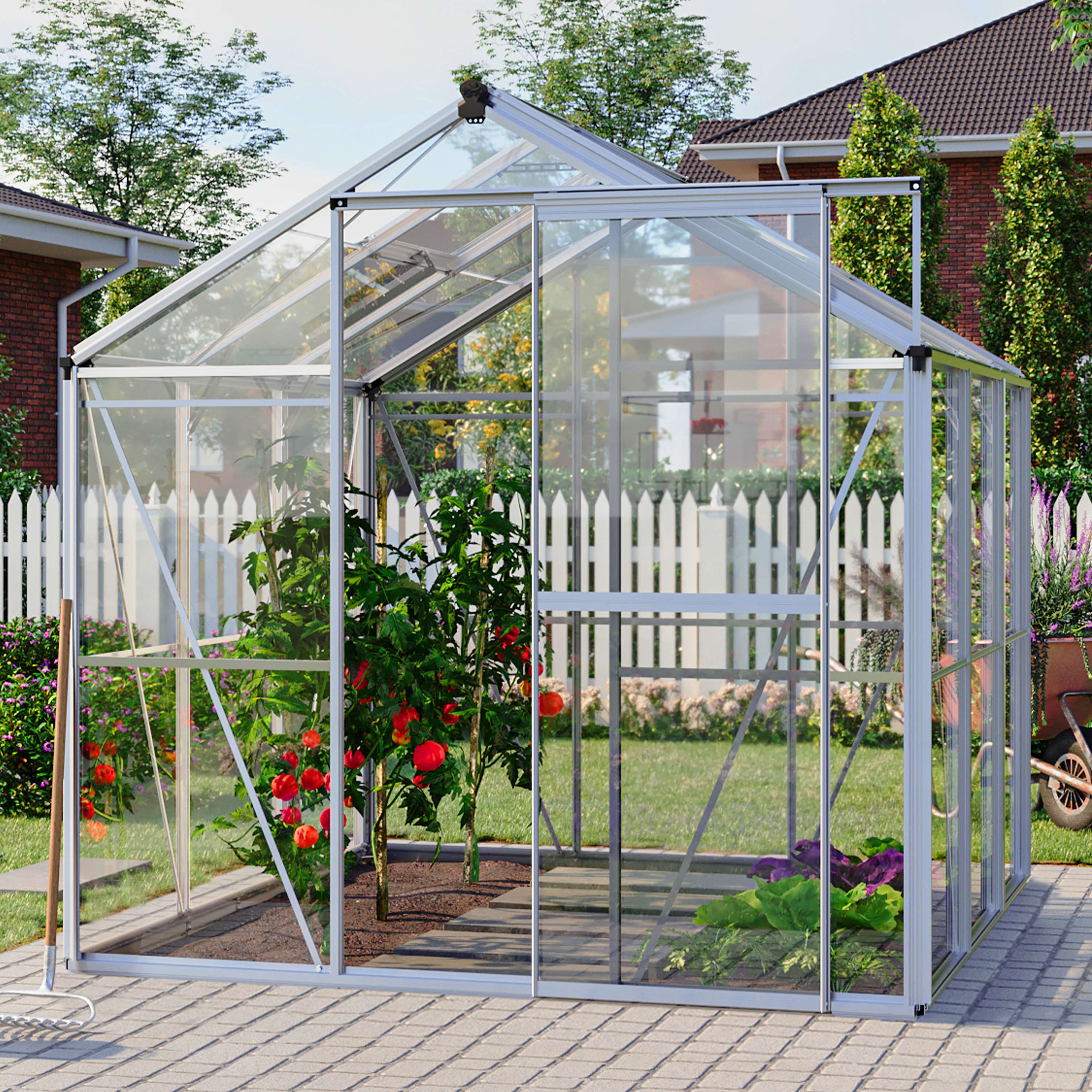 1,92x1,92x1,92 m Greenhouse aluminium Tempered safety glass glasshouse