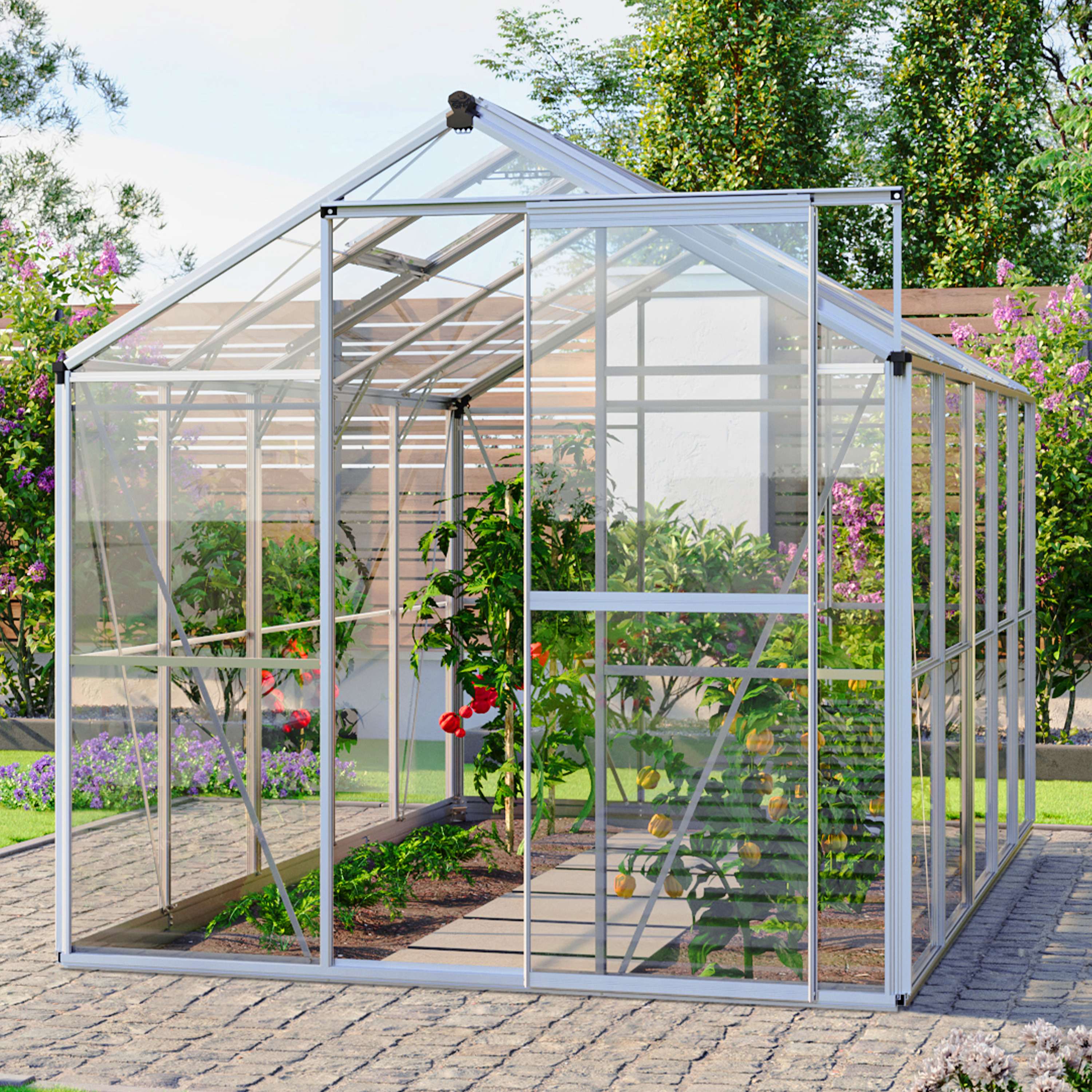 1,92x3,17x1,92 m Serre alluminio Vetro temprato di sicurezza ESG serra da giardino, serra per orto
