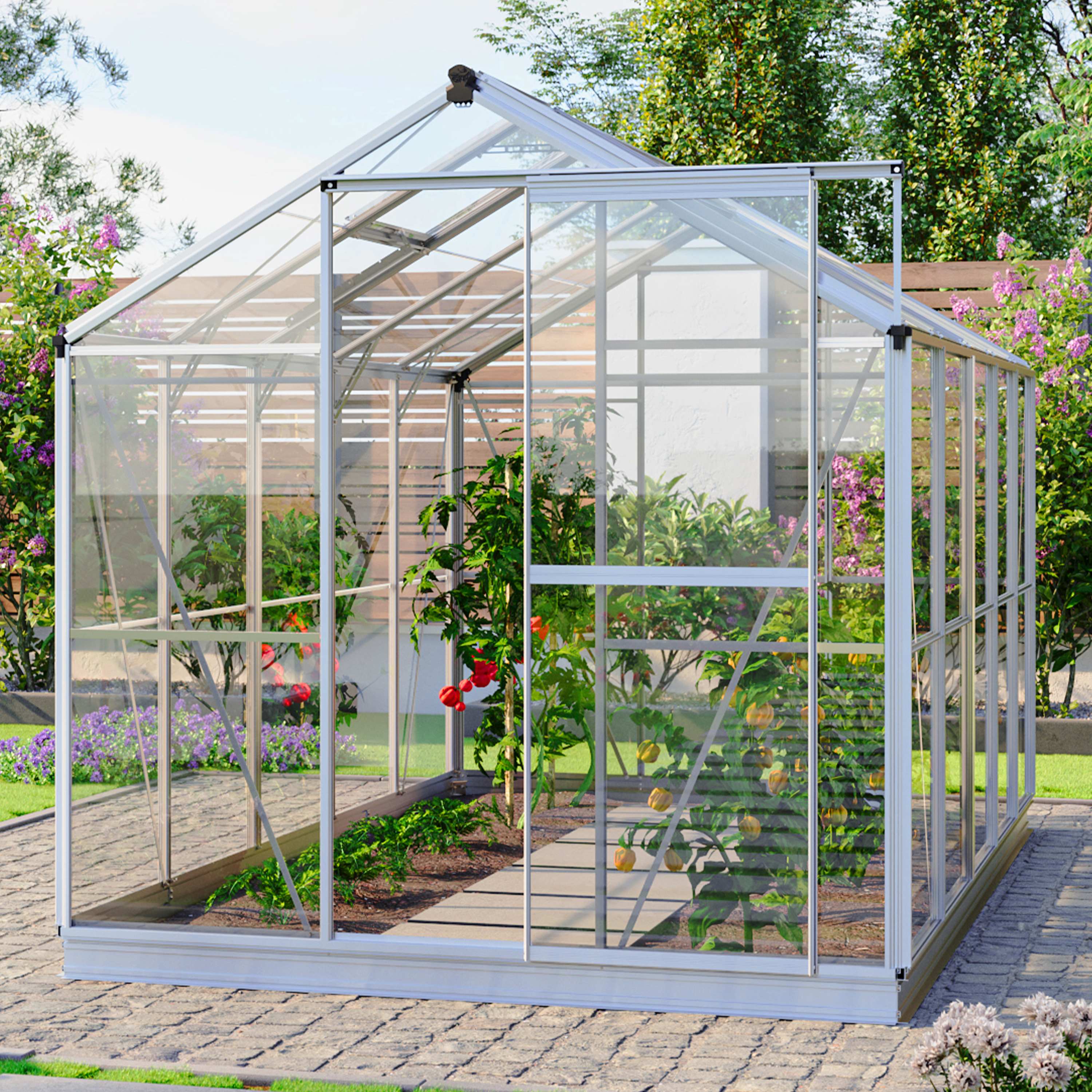 1,92x3,17x1,92 m Gewächshaus aluminium ESG-Sicherheitsglas Glashaus, Treibhaus