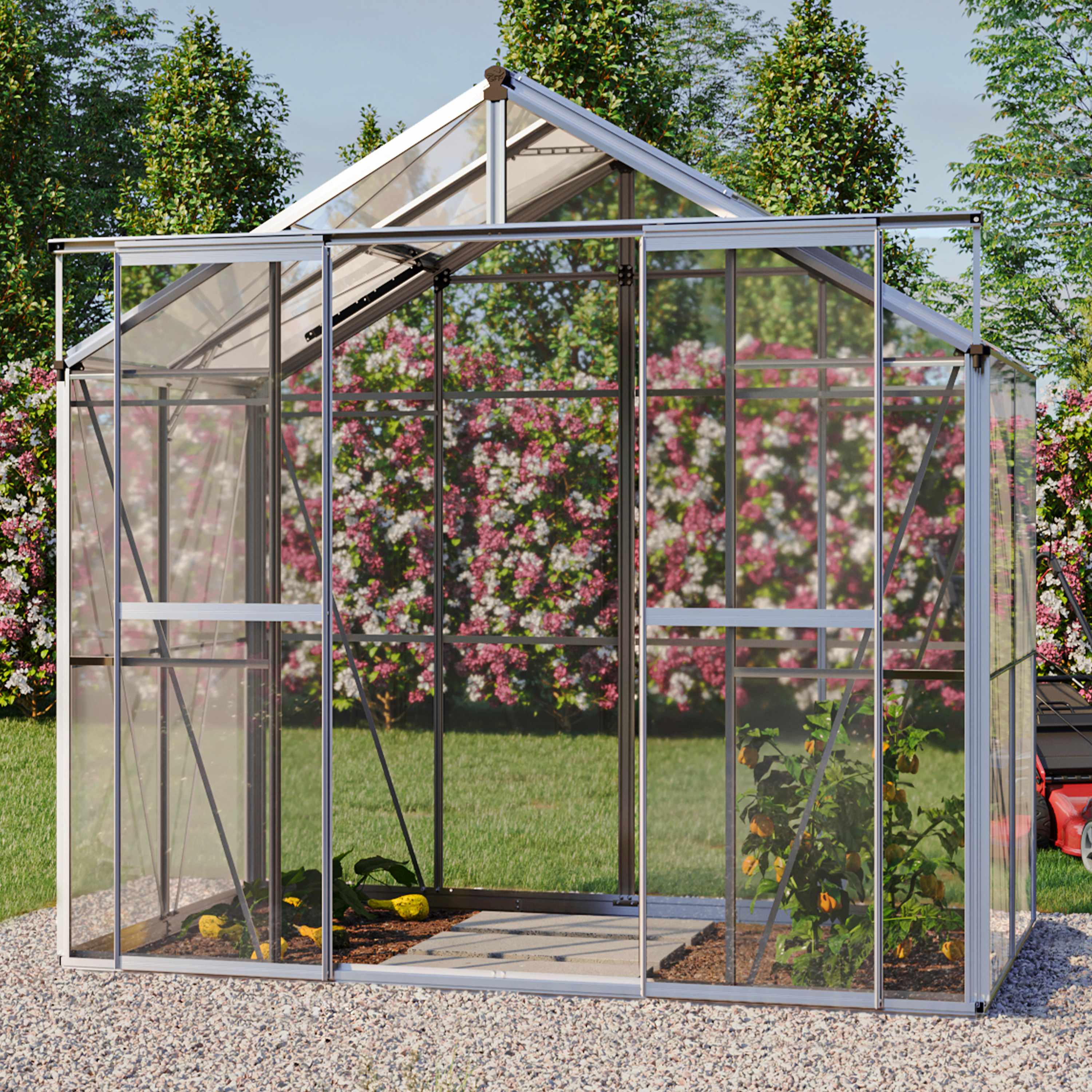 2,22x1,31x2,11 m Greenhouse Aluminum Tempered safety glass glasshouse