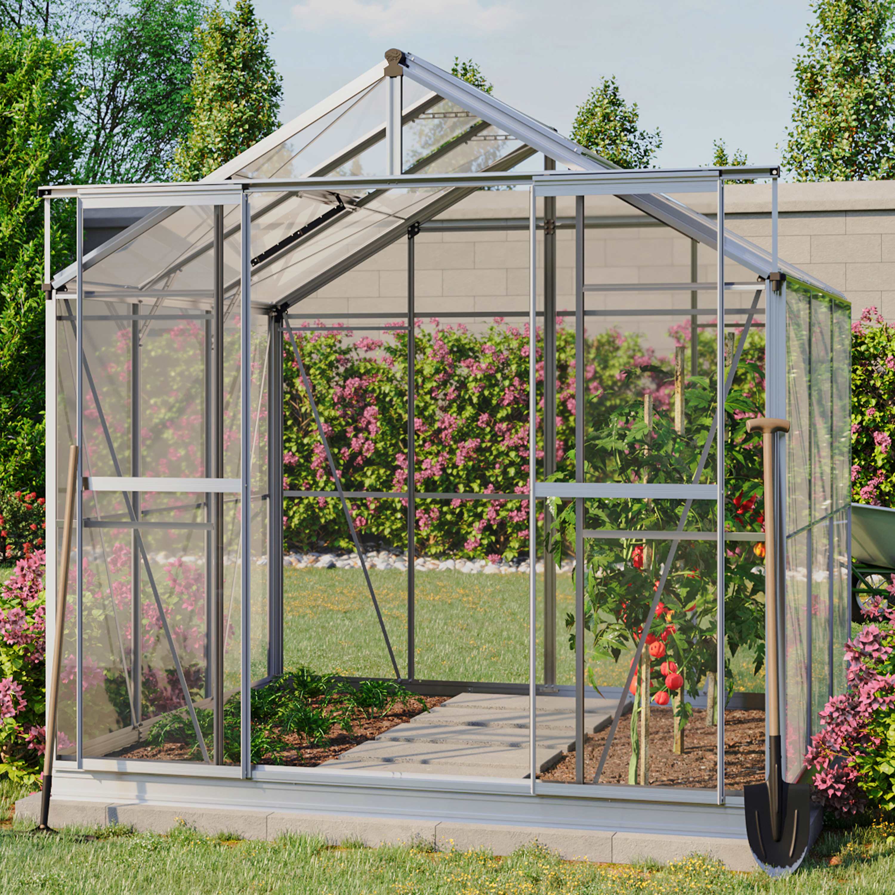 2,22x1,92x2,11 m Gewächshaus aluminium ESG-Sicherheitsglas Glashaus, Treibhaus