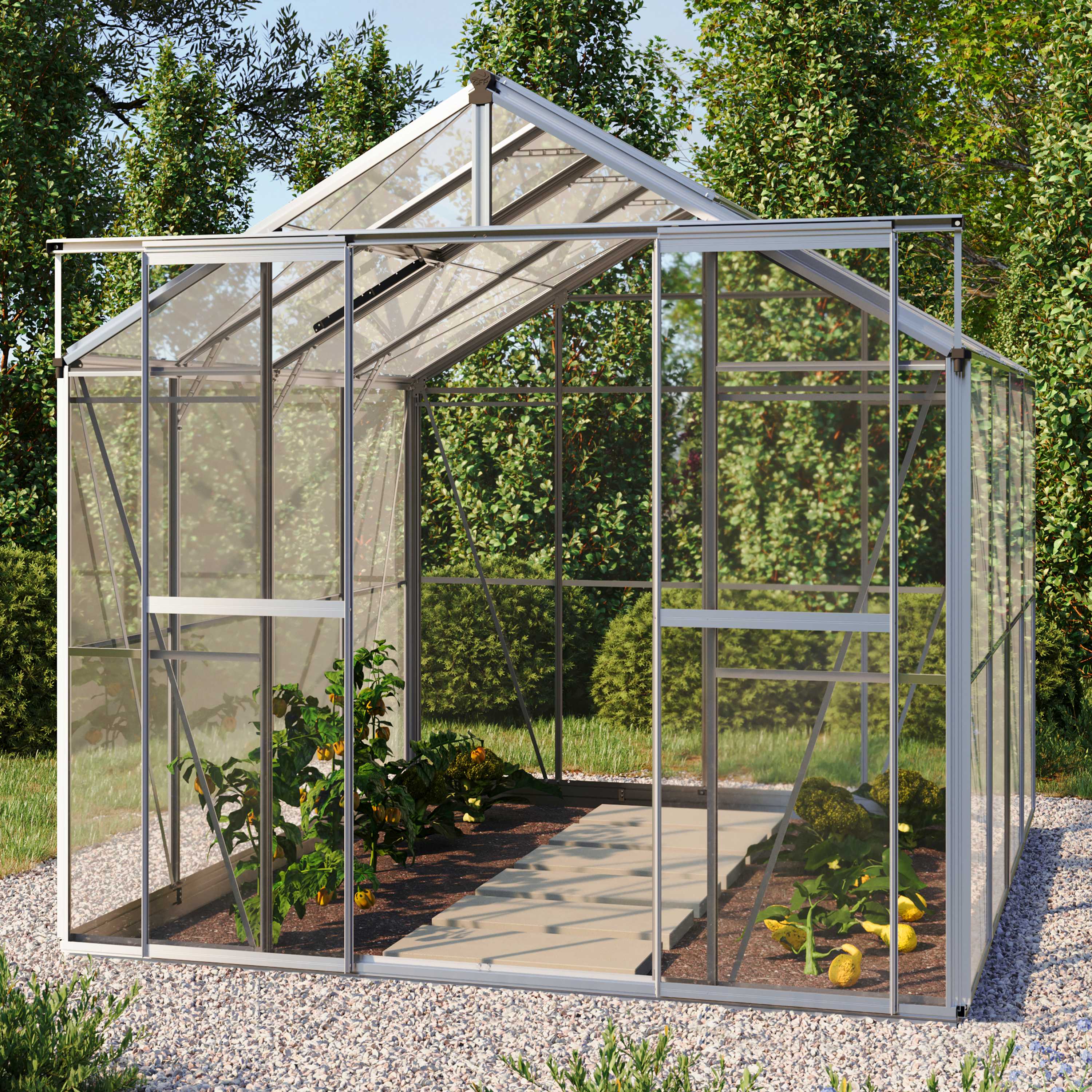 2,22x2,56x2,11 m Gewächshaus aluminium ESG-Sicherheitsglas Glashaus, Treibhaus