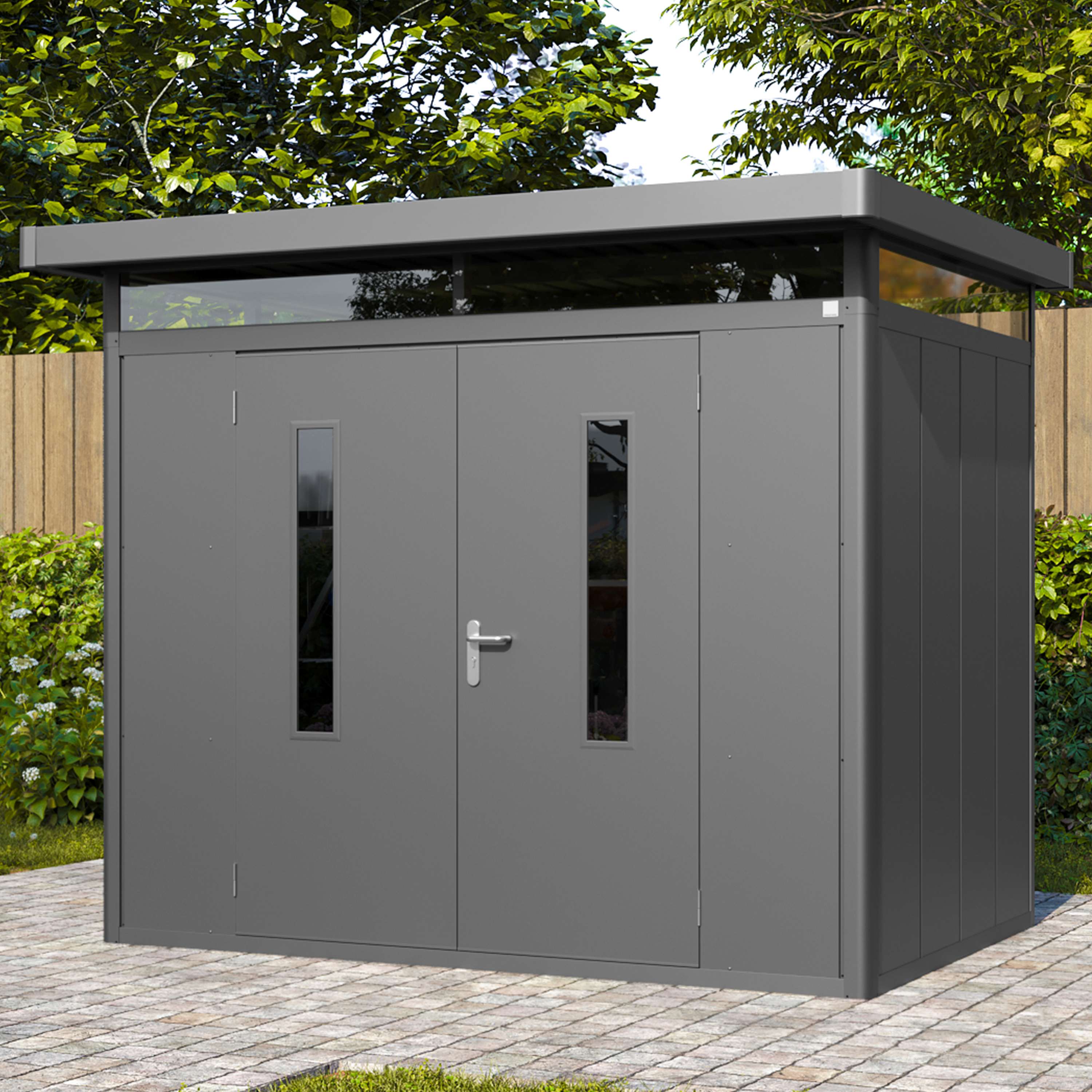 2,63x1,8x2,31 m Casette da giardino antracite acciaio casetta per gli attrezzi, capanno da giardino, rimessa per gli attrezzi, ricovero per attrezzi,