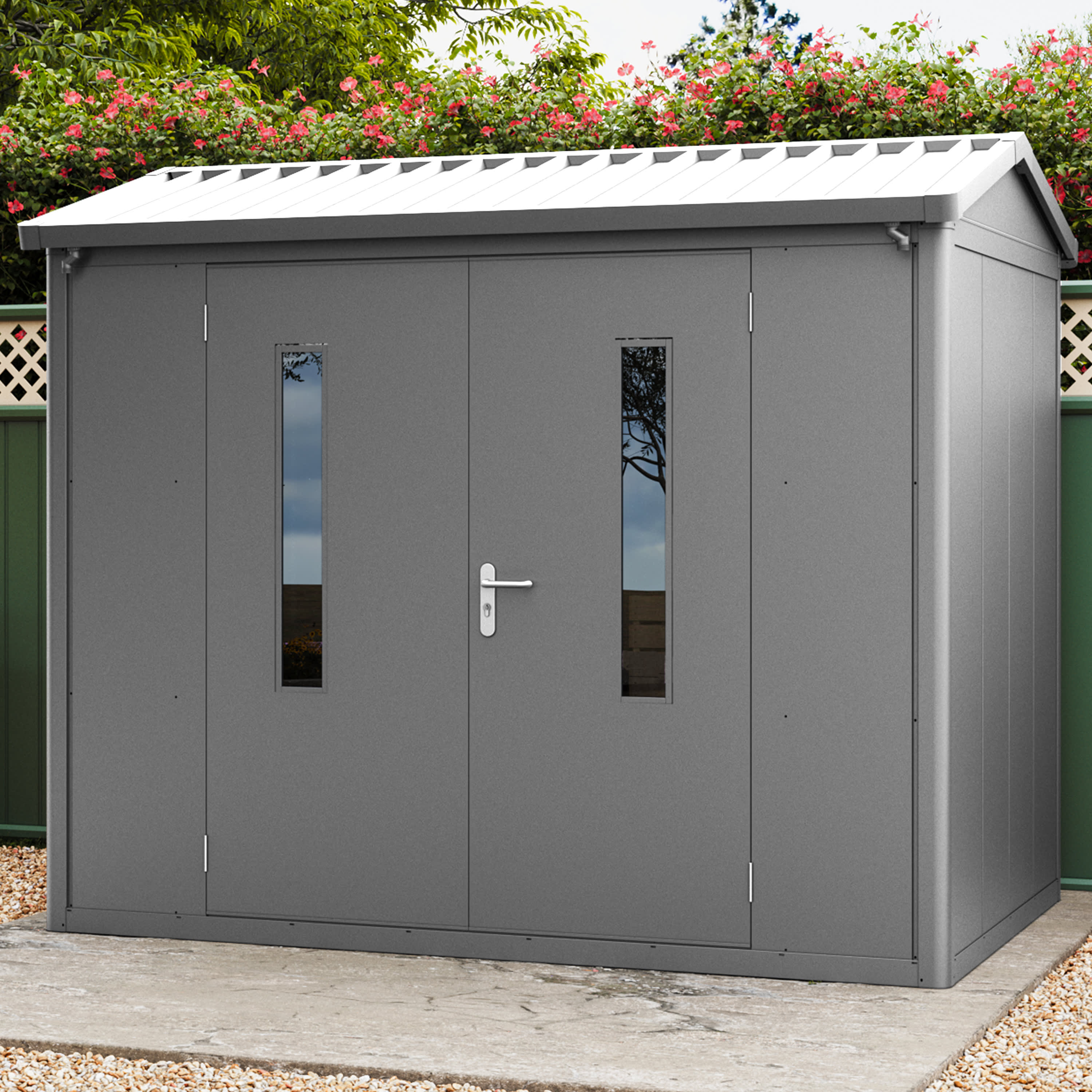 2,63x1,8x2,31 m Casette da giardino antracite acciaio casetta per gli attrezzi, capanno da giardino, rimessa per gli attrezzi, ricovero per attrezzi,