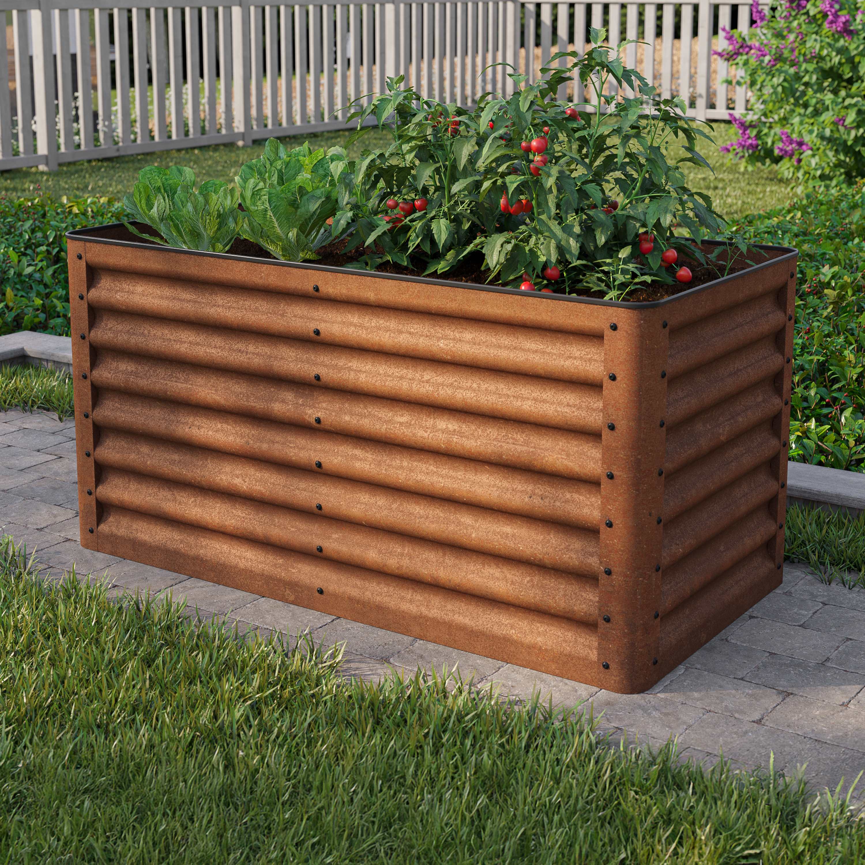 PRIMEYARD 120 x 60 x 60 cm Raised garden bed, corten steel, rust-like finish raised flower beds
