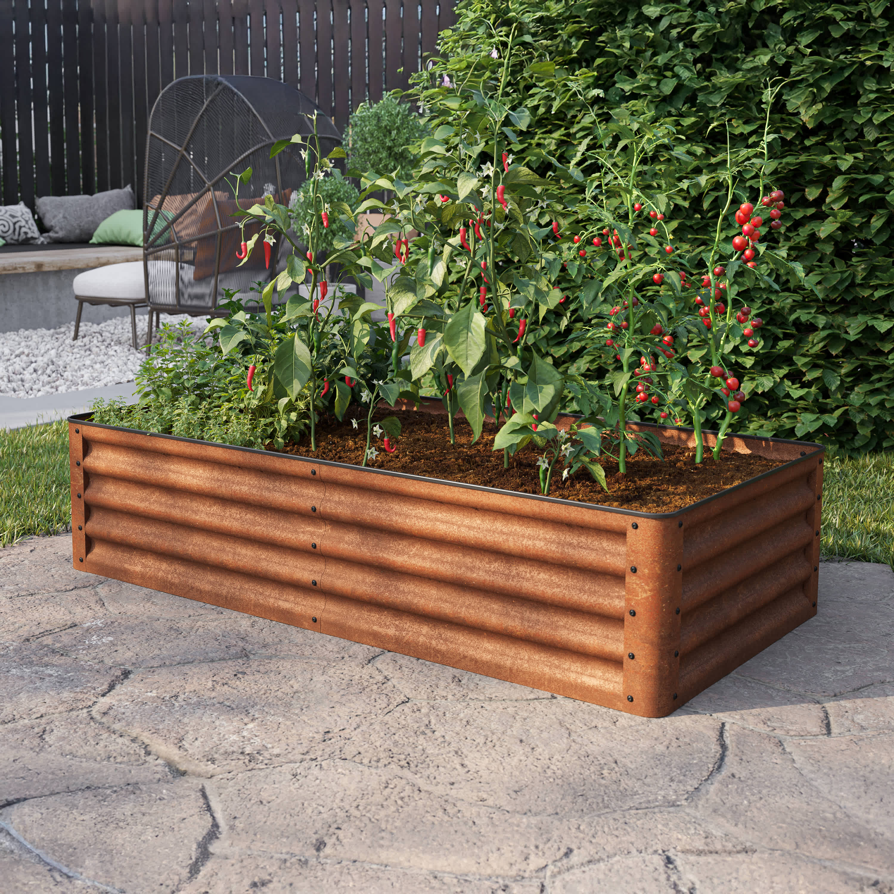 PRIMEYARD 150 x 75 x 35 cm Raised garden bed, corten steel, rust-like finish raised flower beds