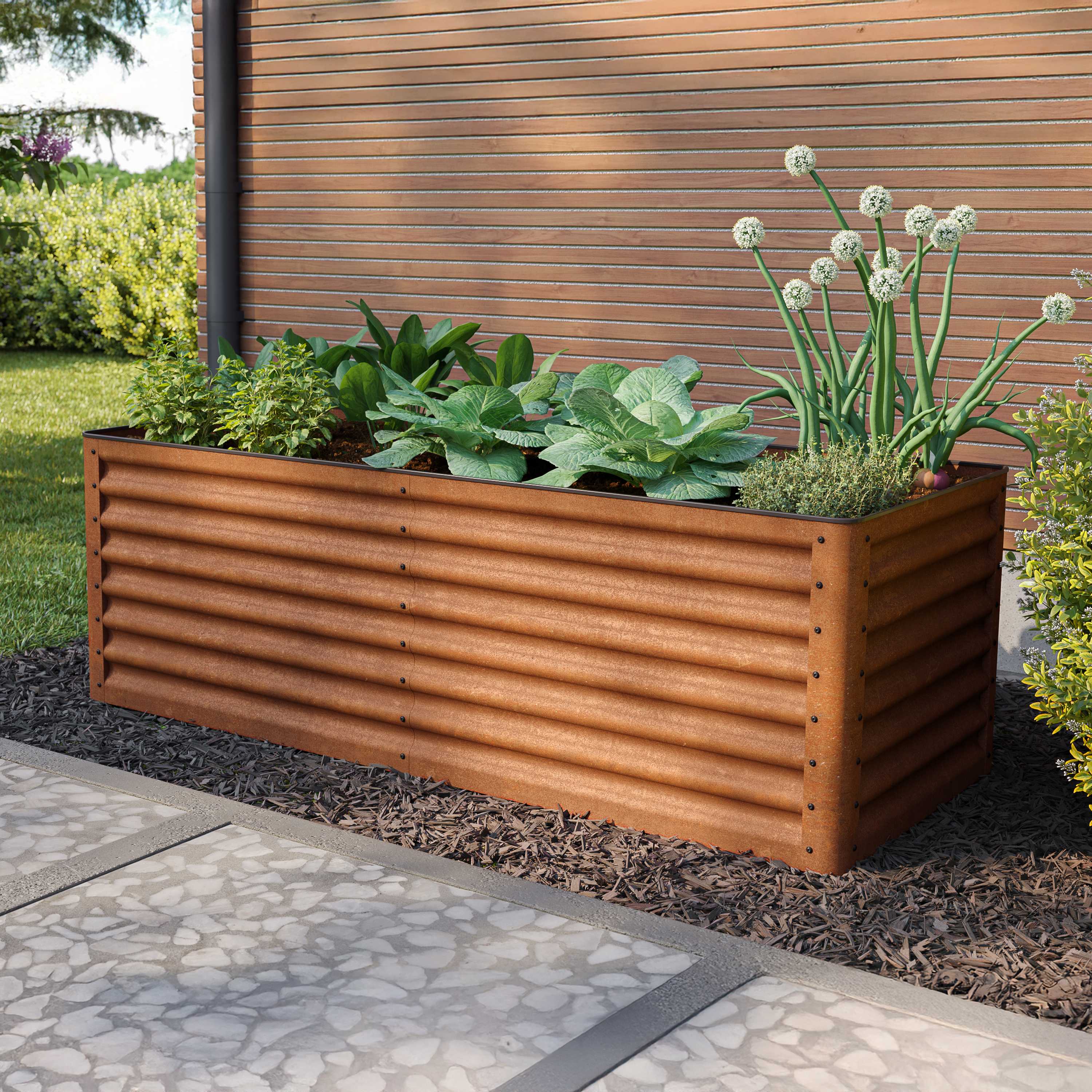 PRIMEYARD 180 x 75 x 60 cm Raised garden bed, corten steel, rust-like finish raised flower beds