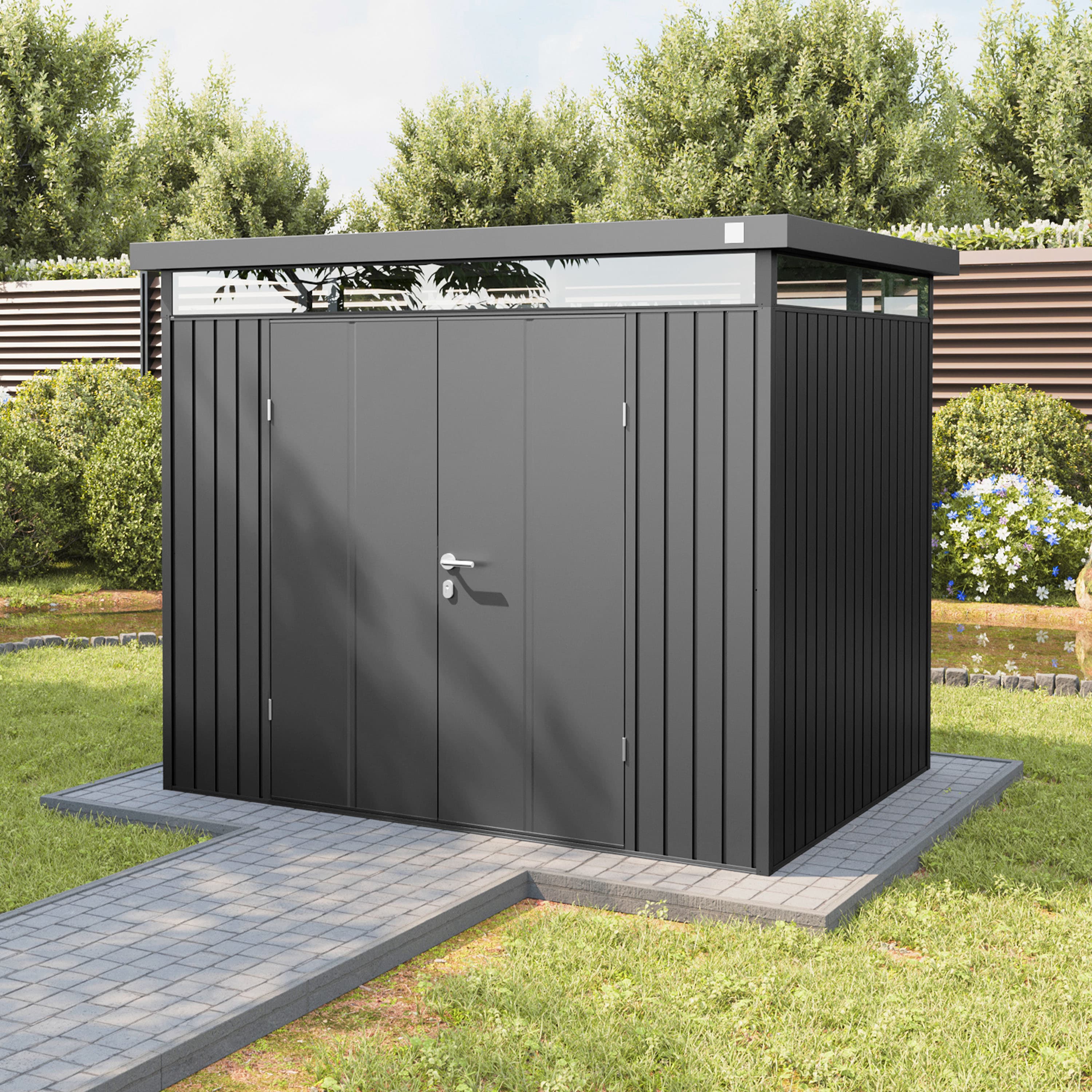 2,4x1,8x2,05 m Abri de jardin gris métallique Acier Rangement de jardin