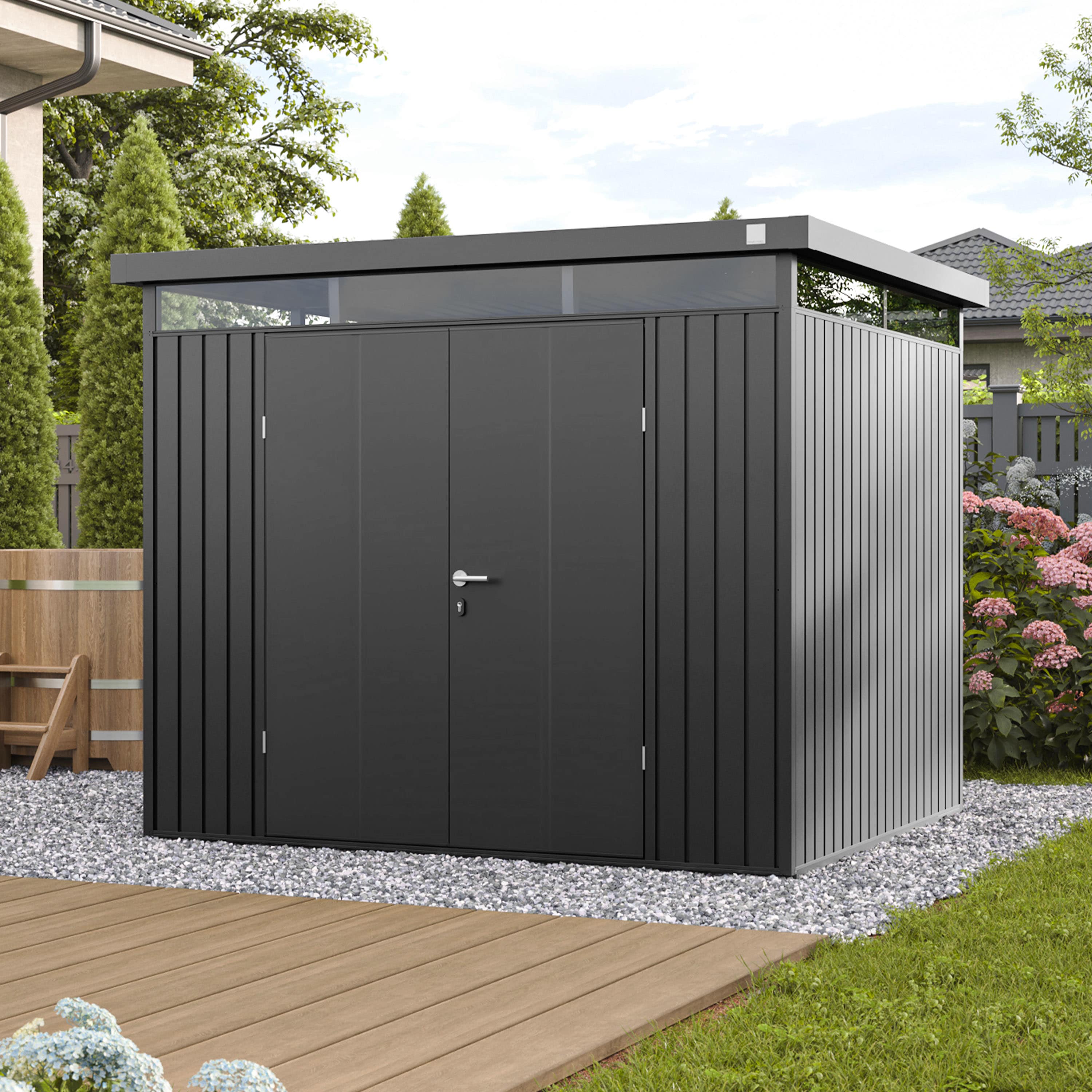 2,4x2,1x2,05 m Abri de jardin gris métallique Acier Rangement de jardin
