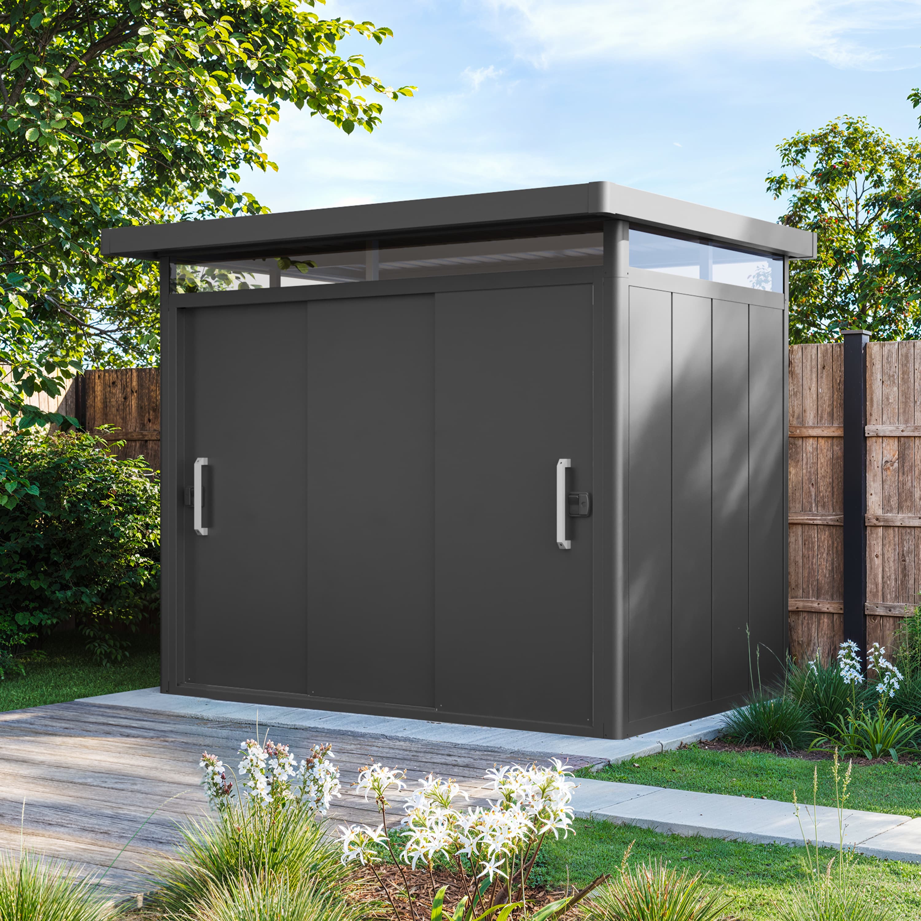 PRIMEYARD 263 x 180 cm Garden shed, anthracite grey outdoor shed
