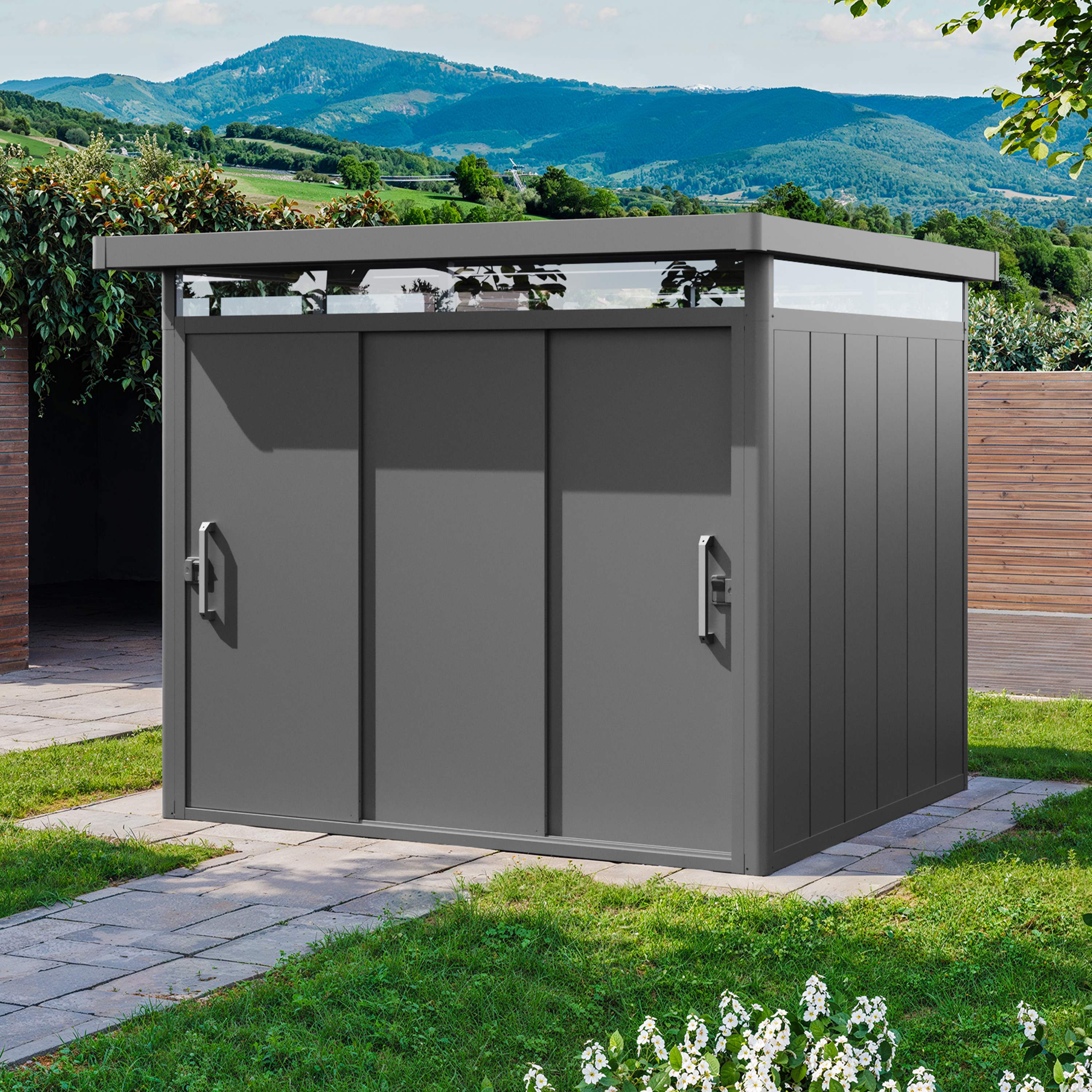 PRIMEYARD 263 x 228 cm Garden shed, anthracite grey outdoor shed
