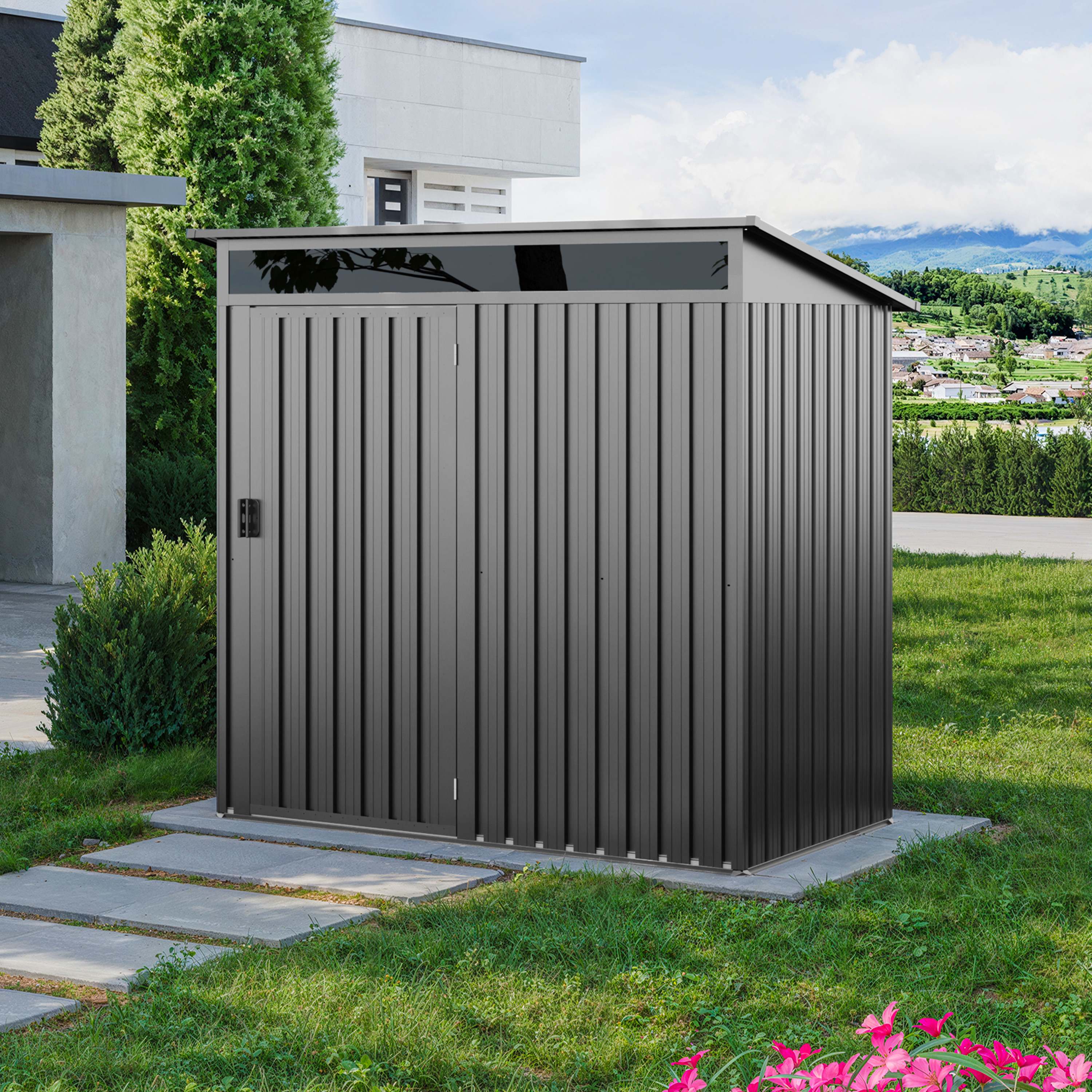 PRIMEYARD 180 x 100 cm Garden shed, pearl grey outdoor shed