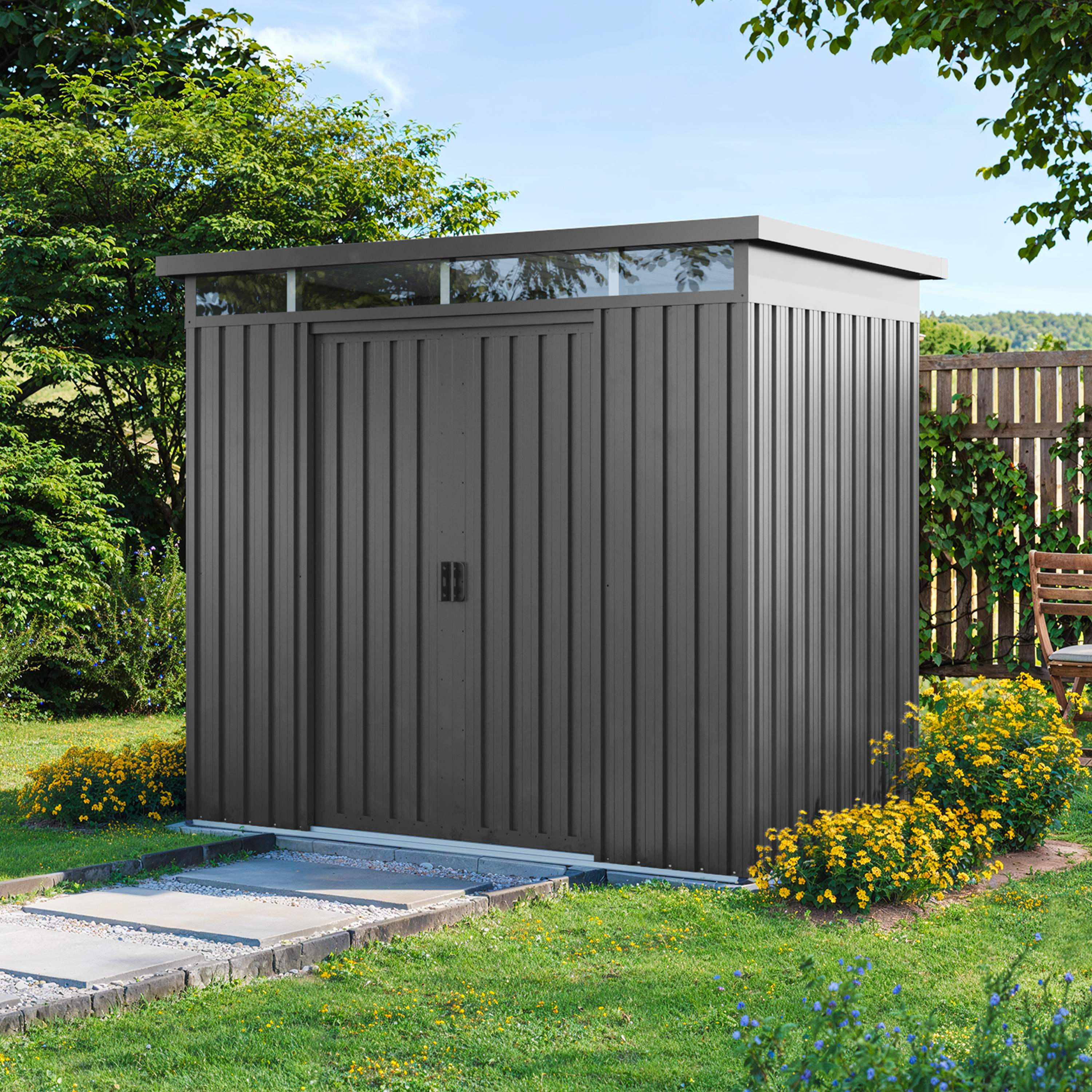 PRIMEYARD 220 x 110 cm Garden shed, pearl grey outdoor shed