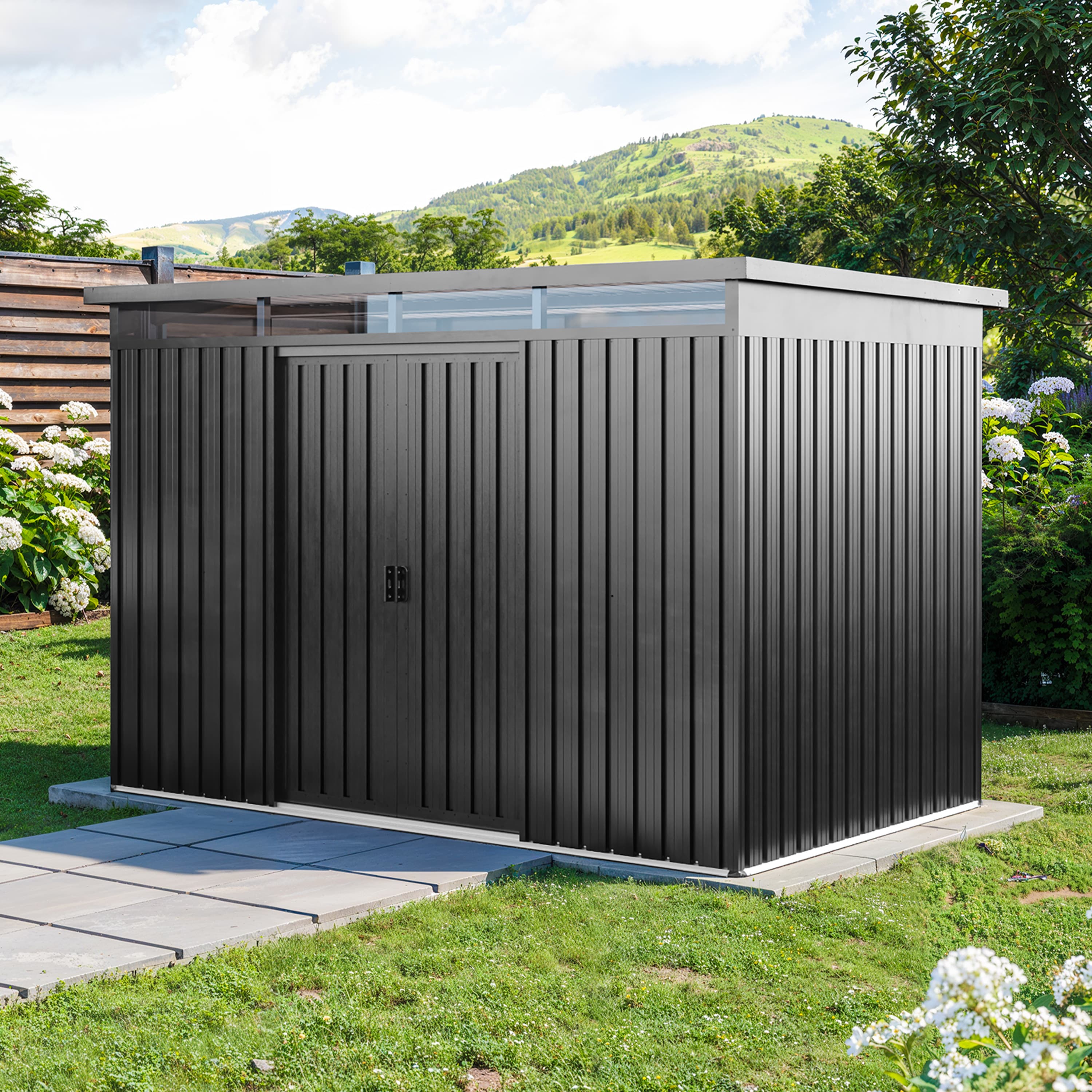 2,6x1,6x2 m Abri de jardin gris-perle Acier Rangement de jardin