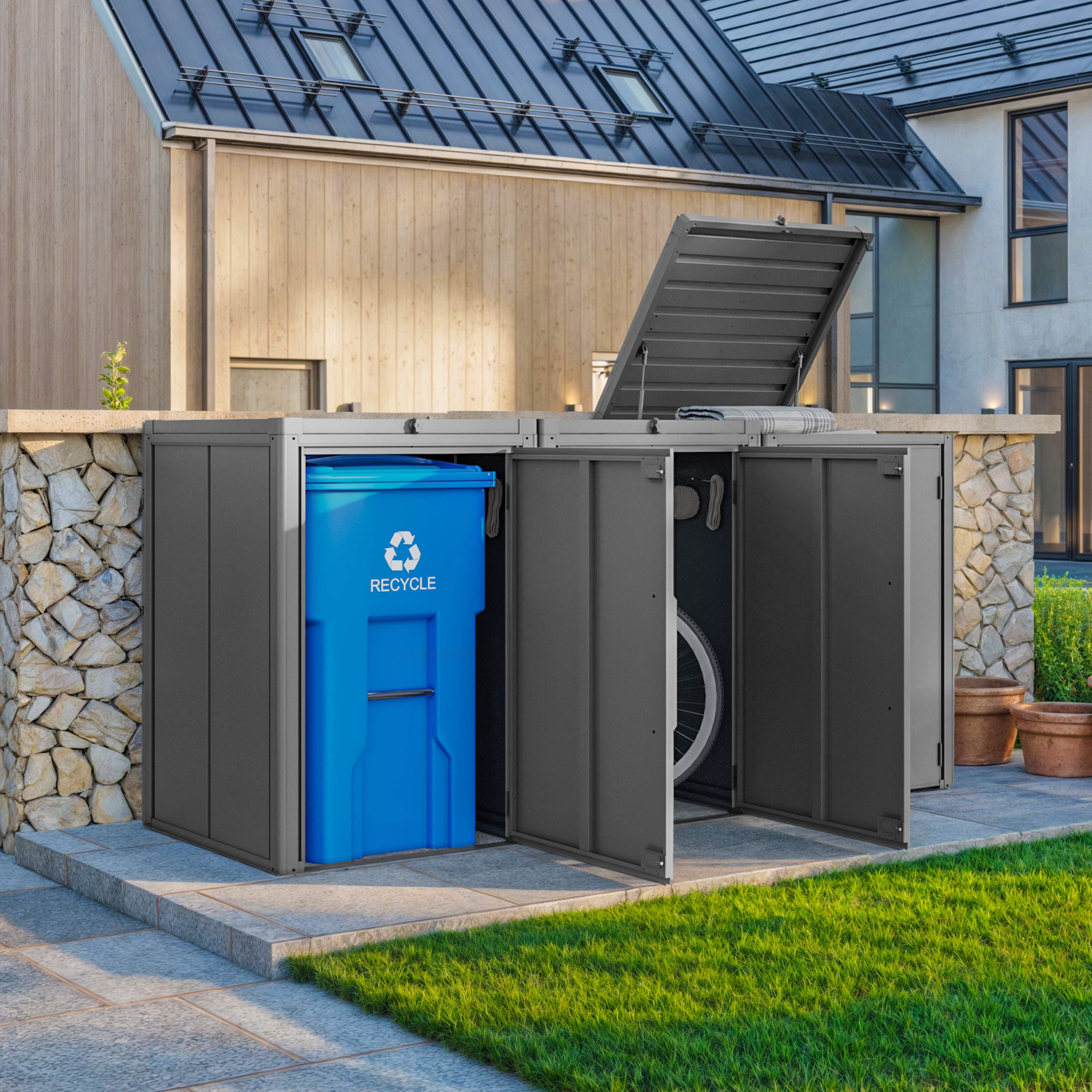 2,52x0,84x1,2 m Cache-poubelle anthracite Acier