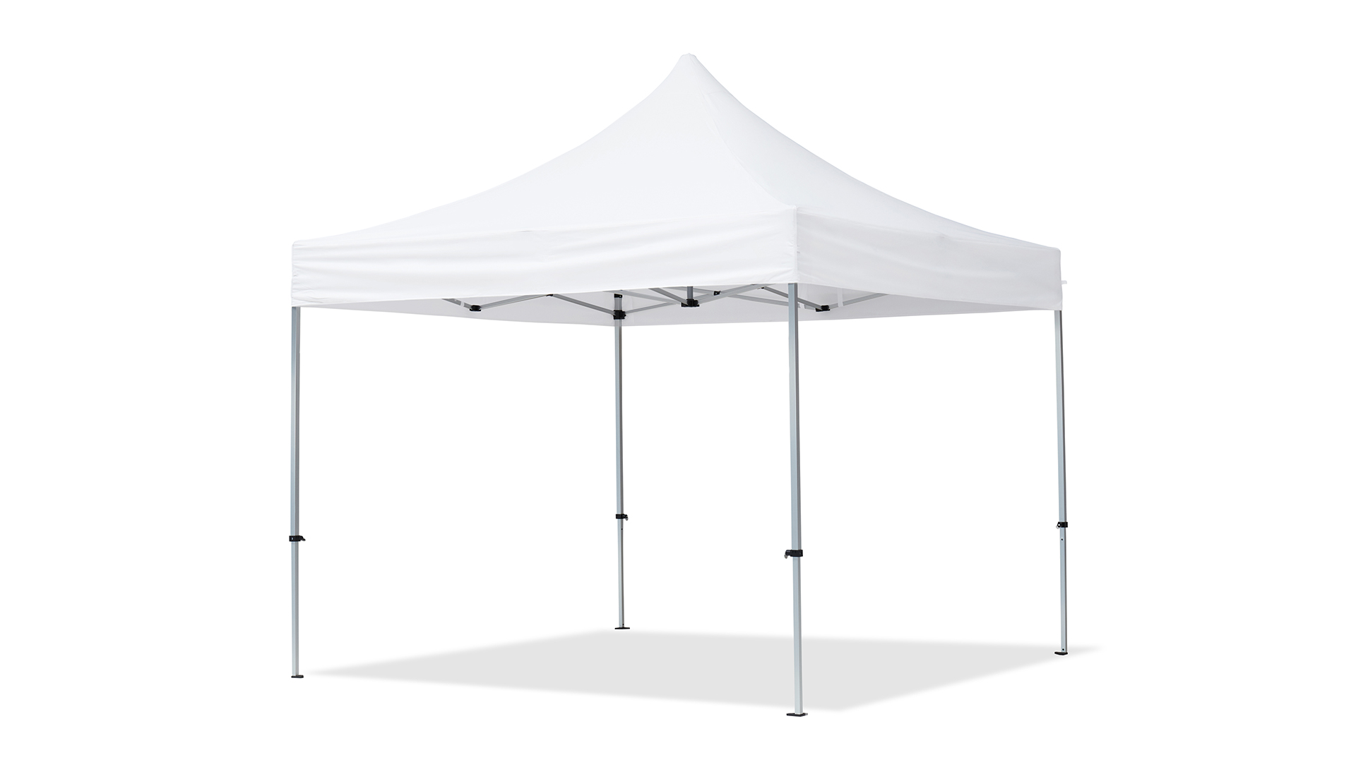 Parasole Blu Con Supporti Per Cavalletto. Tenda Da Caff&egrave; A Strisce Realistiche Tenda Del Mercato All Aperto Tettuccio Apribile Negozio Di Strada Estivo Illustrazione Vettoriale 2phxyjn
