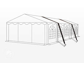 Tie down kit with 2x15 m tension belts + anchors (for soft grounds)