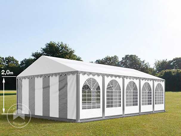 6x10m Marquee / Party tent w. ground frame, PVC 800, grey-white