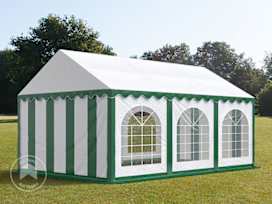 4x6m Marquee / Party tent w. ground frame, PVC 750, green-white