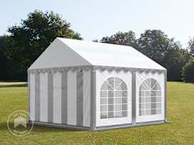 4x4m Marquee / Party tent w. ground frame, PVC 750, grey-white
