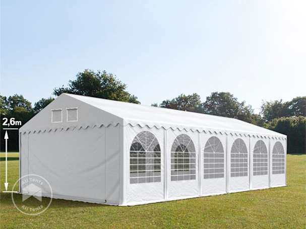 5x12m 2.6m Sides Marquee / Party tent w. ground frame, PVC 1400, white