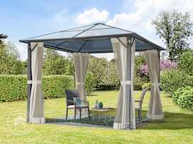 3x3m garden gazebo, Hardtop, 4 sides, cream