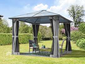 3x3m garden gazebo, Hardtop, 4 sides, grey