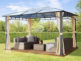 Garden Gazebo Hardtop Sunset Deluxe, 3x4m, champagne