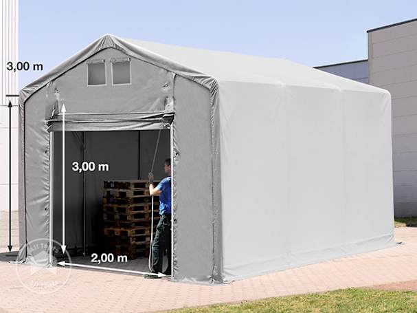 3x6m - 3.0m Sides PVC Industrial Tent with pull-up gate, PVC 850, grey without statics package 3x6m - 3.0m Sides PVC Industrial Tent with pull-up gate, PVC 850, grey without statics package