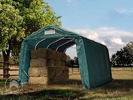 Field shelter 3.3x4.8m, PVC 800, dark green, soil