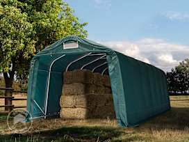 Field shelter 3.3x8.4m, PVC 800, dark green, soil