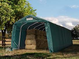 Field shelter 3.3x9.6m, PVC 800, dark green, soil