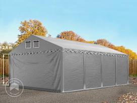 5x8m 2.6m Sides Storage Tent / Shelter w. ground frame, PVC 800, grey without statics package