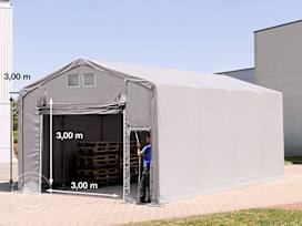 5x8m - 3.0m Sides Industrial Tent with pull-up gate, PRIMEtex 2300, grey without statics package