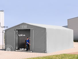 8x8m - 3.0m Sides Industrial Tent with sliding door, PRIMEtex 2300, grey without statics package