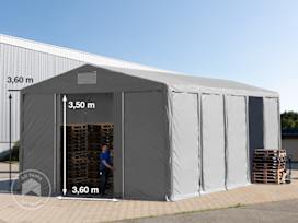 8x10m 3.6m Sides Storage Tent / Shelter w. ground frame and sliding door, PVC 850, grey without statics package