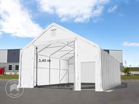 8x20m 4x3.4m Drive Through Industrial Tent, PRIMEtex 2300, white with statics package (soft ground anchors)